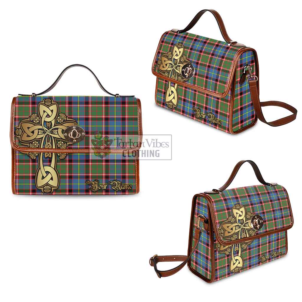 Tartan Vibes Clothing Norvel Tartan Waterproof Canvas Bag Golden Thistle Celtic Cross Style