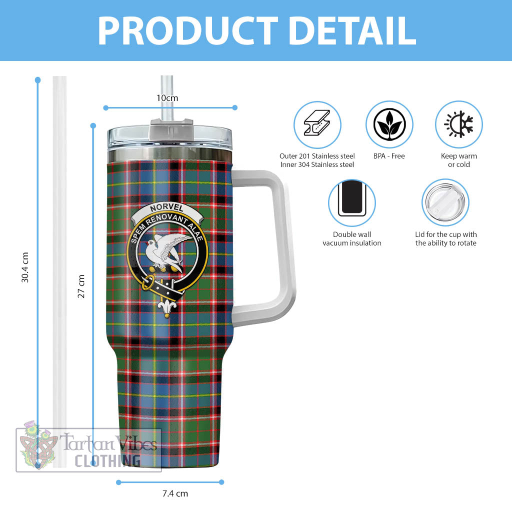 Tartan Vibes Clothing Norvel Tartan and Family Crest Tumbler with Handle