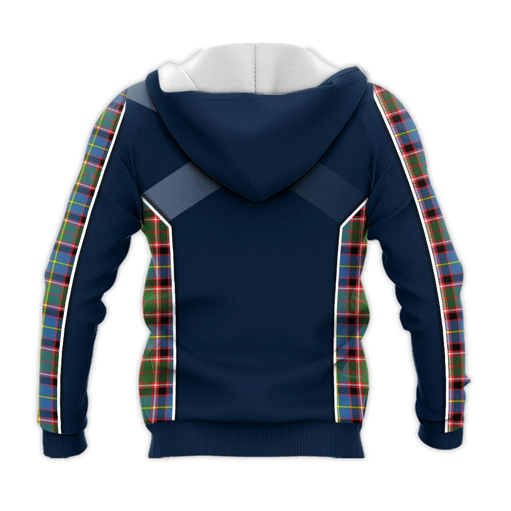 Tartan Vibes Clothing Norvel Tartan Knitted Hoodie with Family Crest and Scottish Thistle Vibes Sport Style