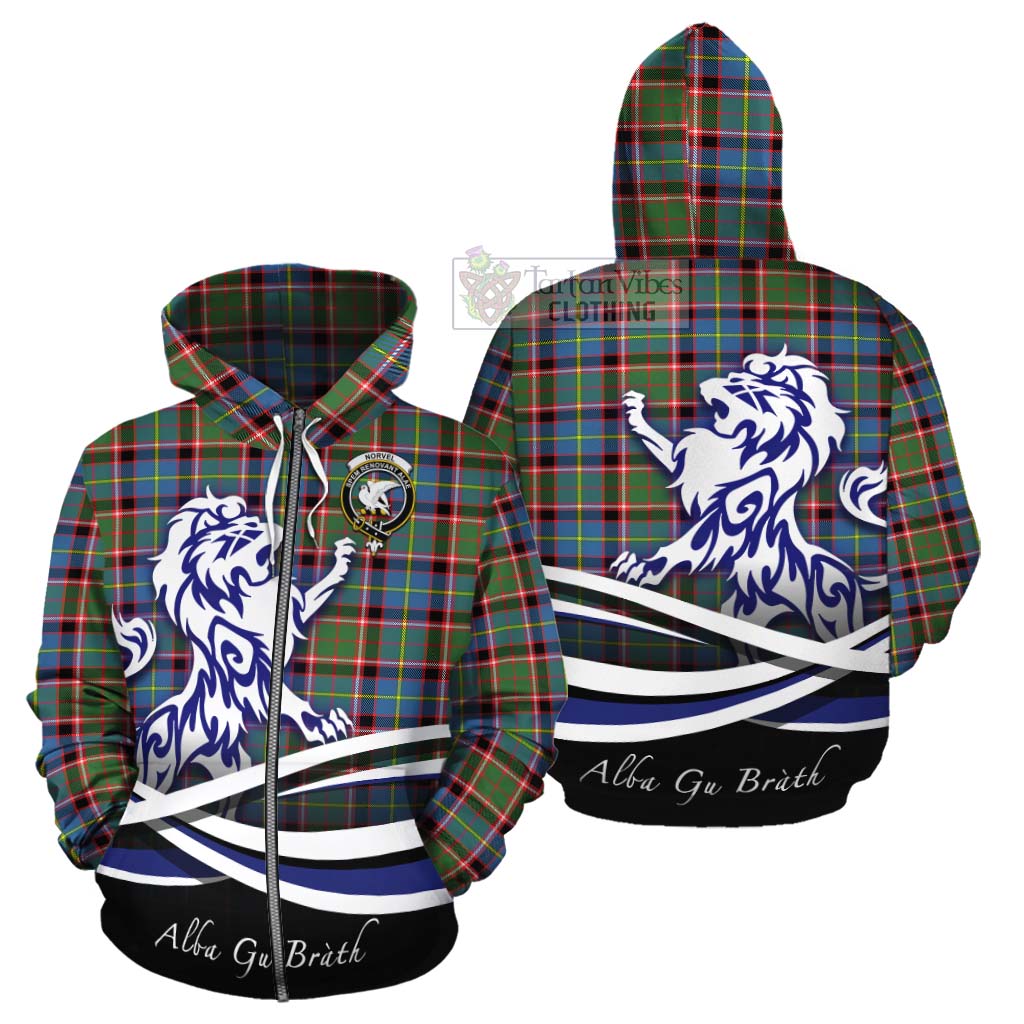 Tartan Vibes Clothing Norvel Tartan Cotton Hoodie with Alba Gu Brath Regal Lion Emblem