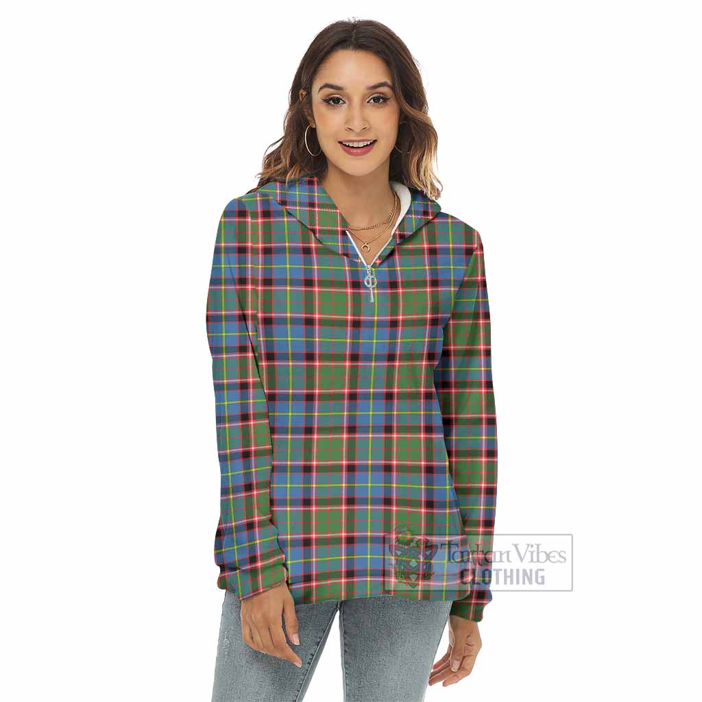 Tartan Vibes Clothing Norvel Tartan Women's Borg  Half Zip Fleece Hoodie