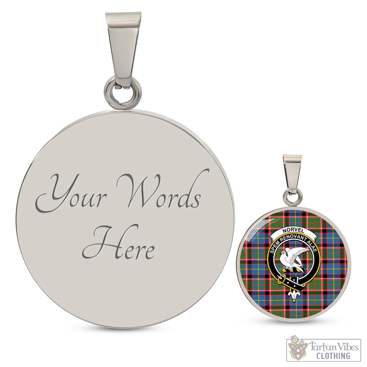 Tartan Vibes Clothing Norvel Tartan Circle Necklace with Family Crest