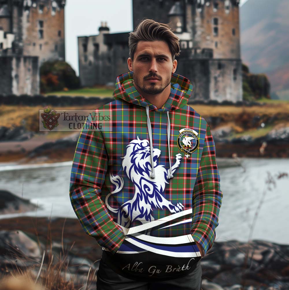 Tartan Vibes Clothing Norvel Tartan Cotton Hoodie with Alba Gu Brath Regal Lion Emblem