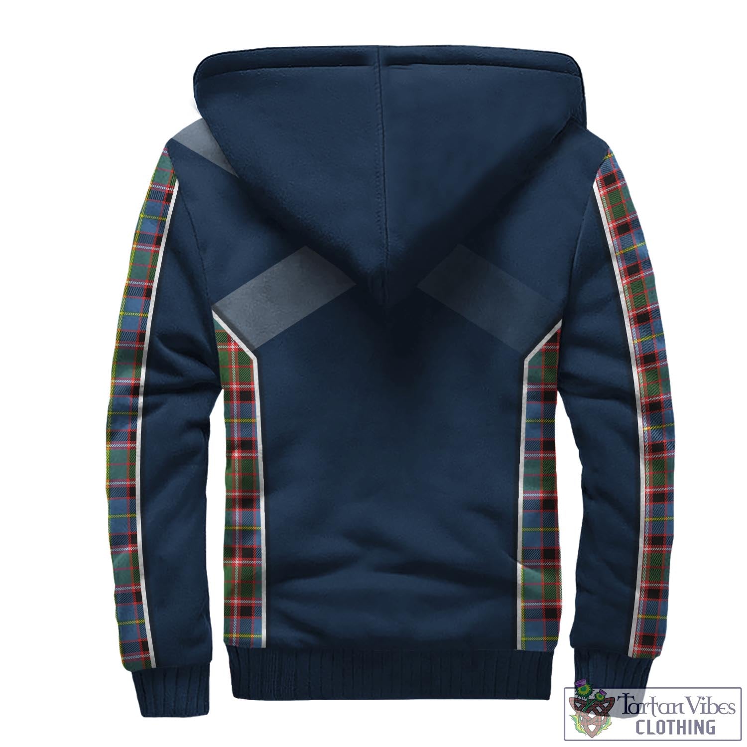 Tartan Vibes Clothing Norvel Tartan Sherpa Hoodie with Family Crest and Scottish Thistle Vibes Sport Style