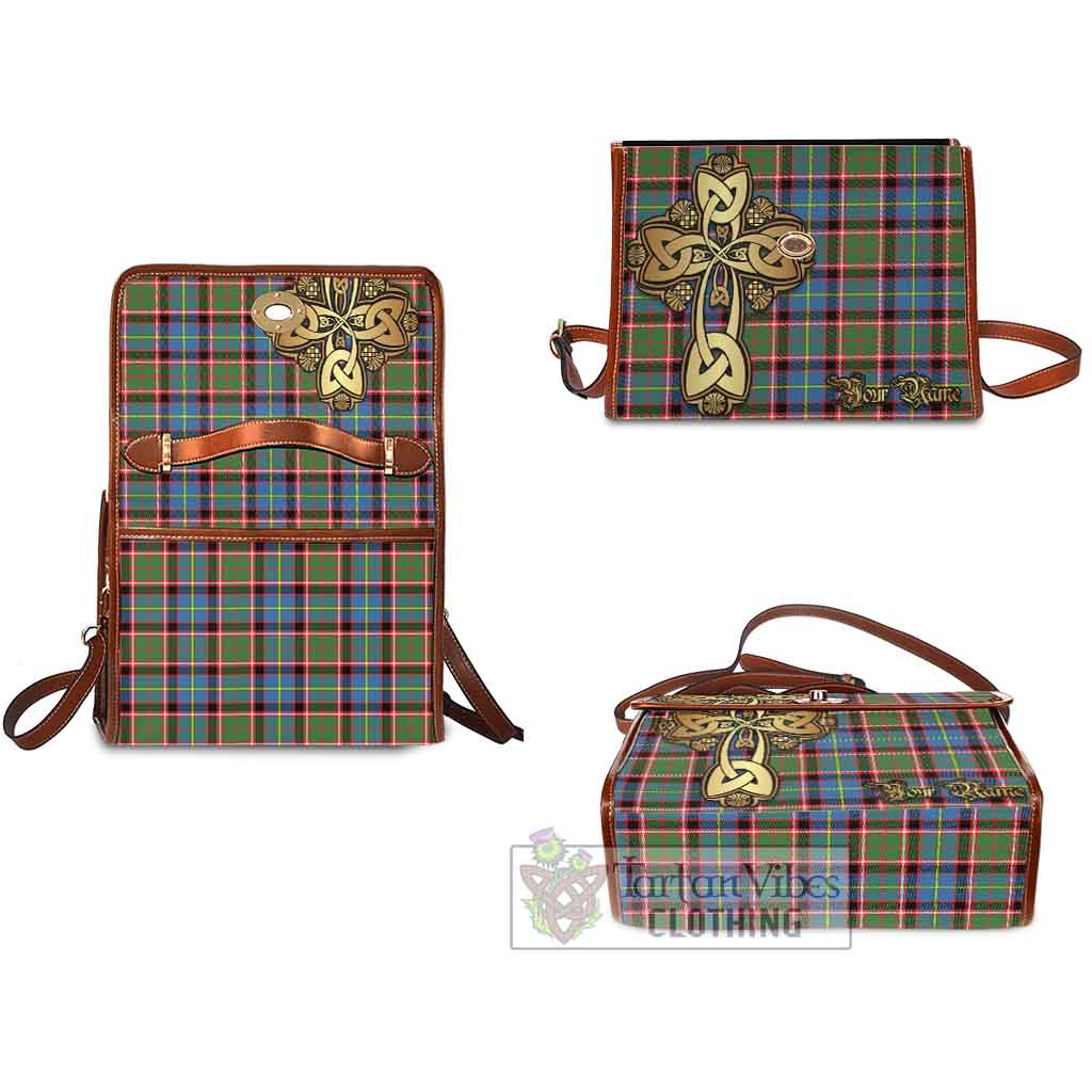 Tartan Vibes Clothing Norvel Tartan Waterproof Canvas Bag Golden Thistle Celtic Cross Style