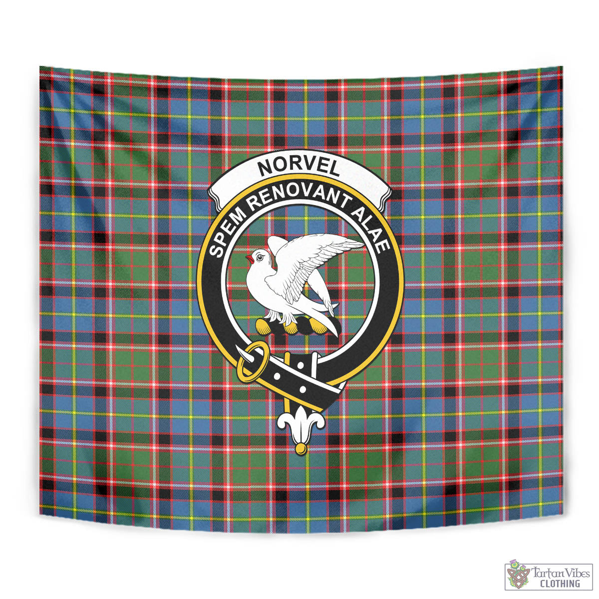 Tartan Vibes Clothing Norvel Tartan Tapestry Wall Hanging and Home Decor for Room with Family Crest