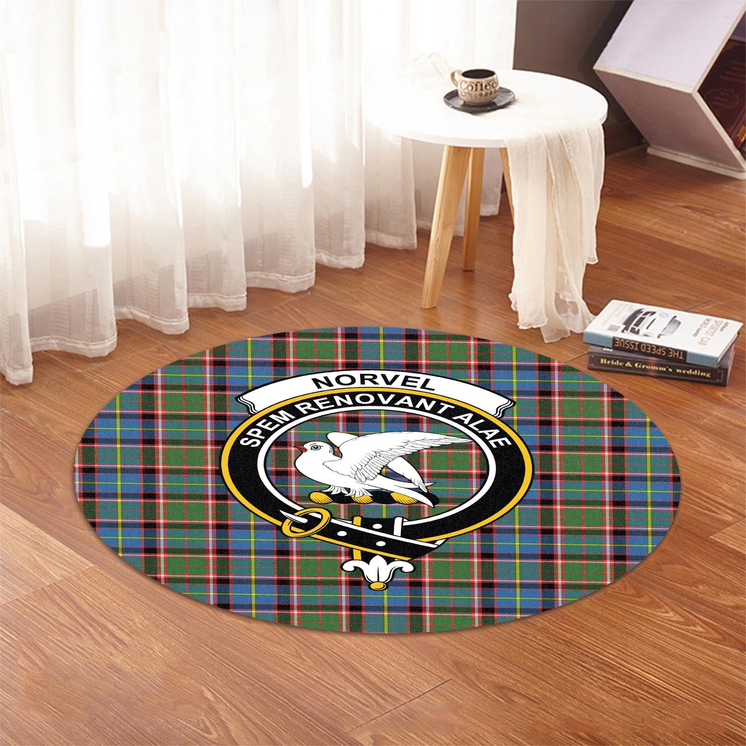 norvel-tartan-round-rug-with-family-crest