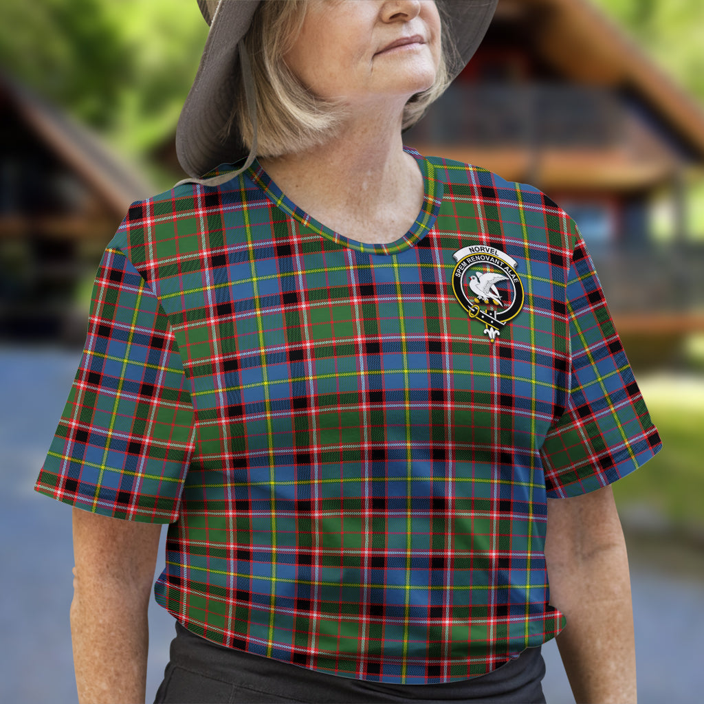 Norvel Tartan T-Shirt with Family Crest - Tartan Vibes Clothing