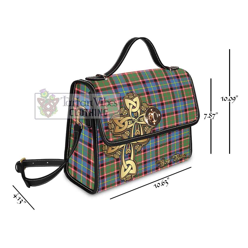 Tartan Vibes Clothing Norvel Tartan Waterproof Canvas Bag Golden Thistle Celtic Cross Style