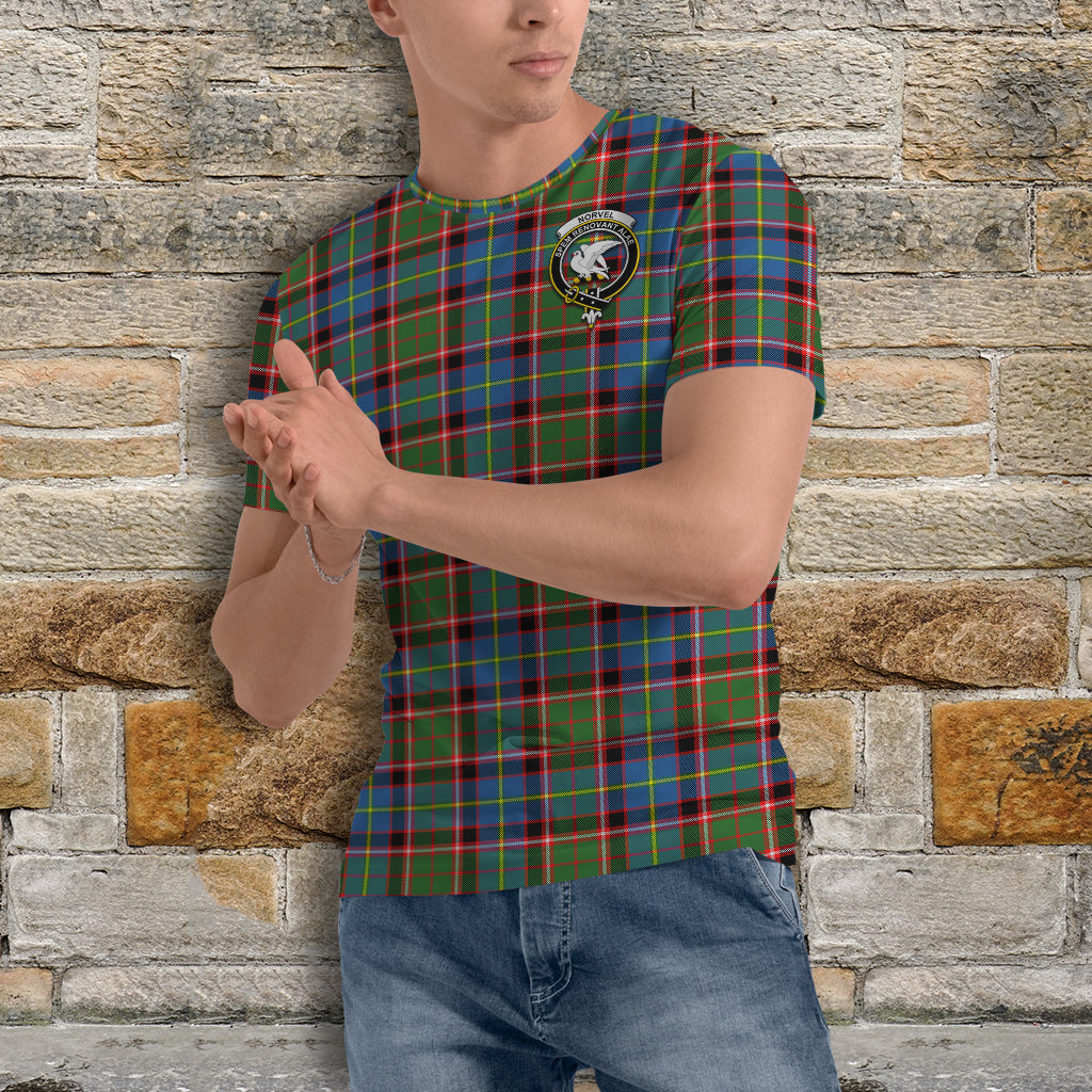 Norvel Tartan T-Shirt with Family Crest - Tartan Vibes Clothing