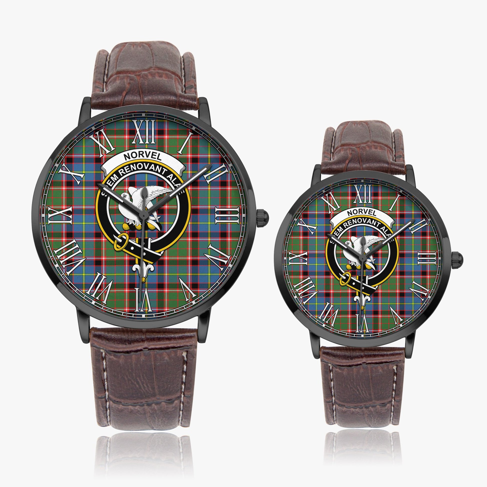 Norvel Tartan Family Crest Leather Strap Quartz Watch - Tartanvibesclothing