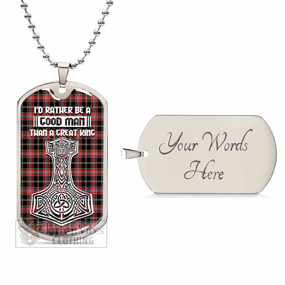 Norwegian Tartan Dog Tag Necklace Viking Mjolnir Style Silver Yes - Tartan Vibes Clothing