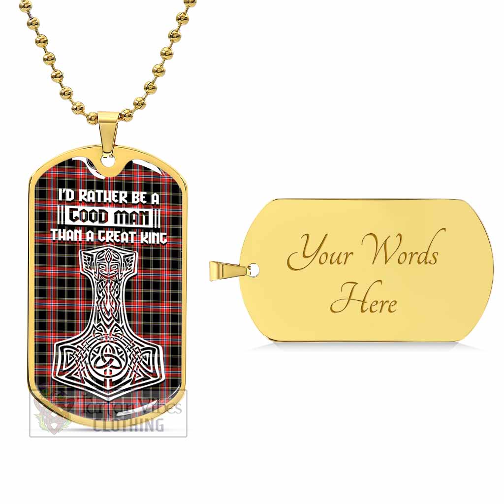 Norwegian Tartan Dog Tag Necklace Viking Mjolnir Style Gold Yes - Tartan Vibes Clothing