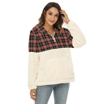 Norwegian Night Tartan Women's Borg Fleece Hoodie With Half Zip