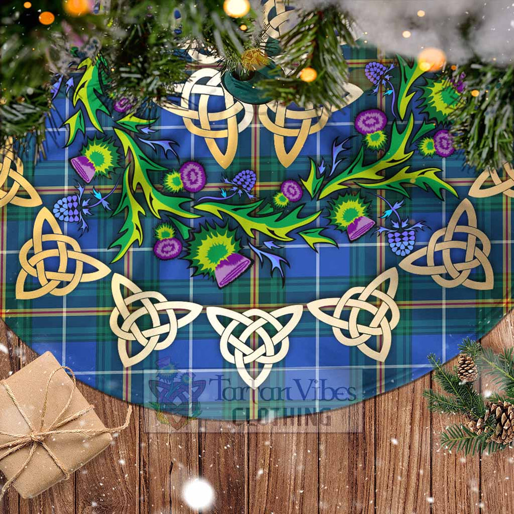 Tartan Vibes Clothing Nova Scotia Province Canada Tartan Christmas Tree Skirt with Thistle Celtic Knot Style