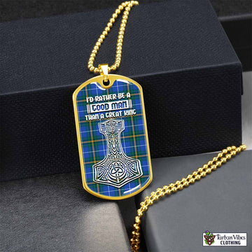 Nova Scotia Province Canada Tartan Dog Tag Necklace Viking Mjolnir Style