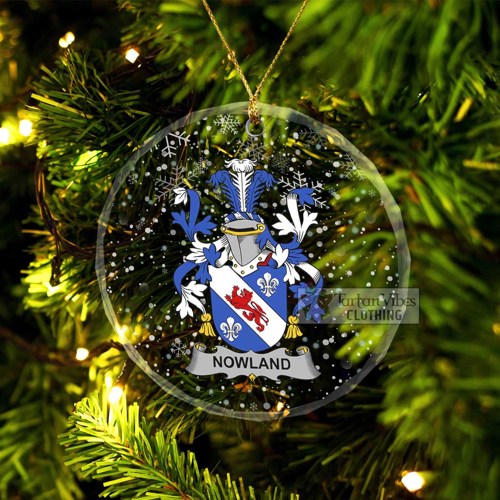 Tartan Vibes Clothing Nowland Irish Clan Christmas Glass Ornament with Coat of Arms