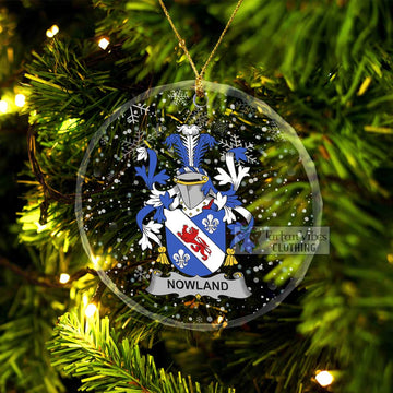 Nowland Irish Clan Christmas Glass Ornament with Coat of Arms