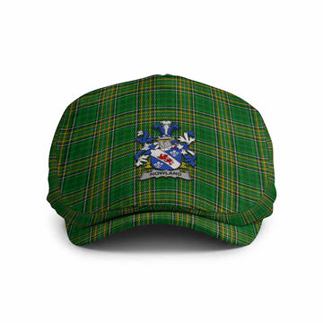 Nowland Irish Clan Tartan Jeff Cap, Tartan Flat Cap with Coat of Arm Jeff Hat - Tartan Vibes Clothing