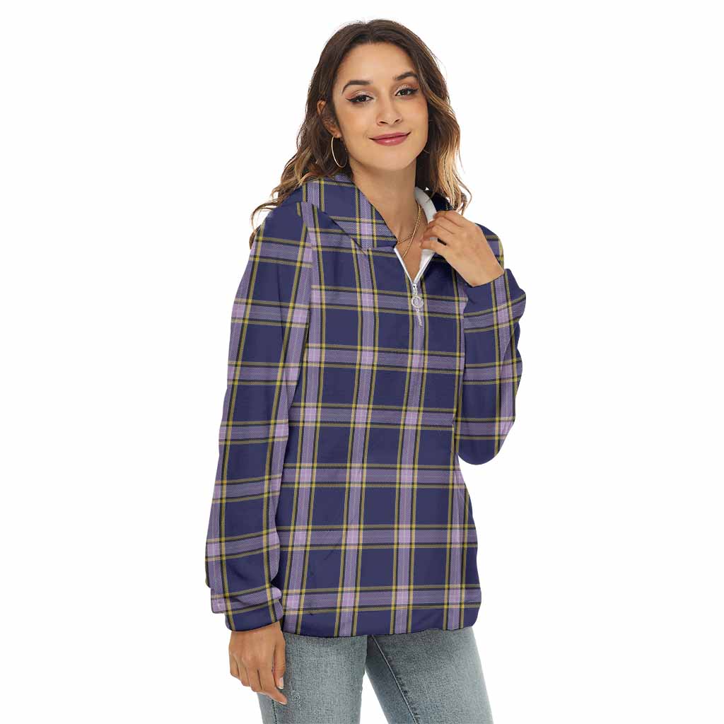 Tartan Vibes Clothing Nunavut Territory Canada Tartan Women's Borg  Half Zip Fleece Hoodie