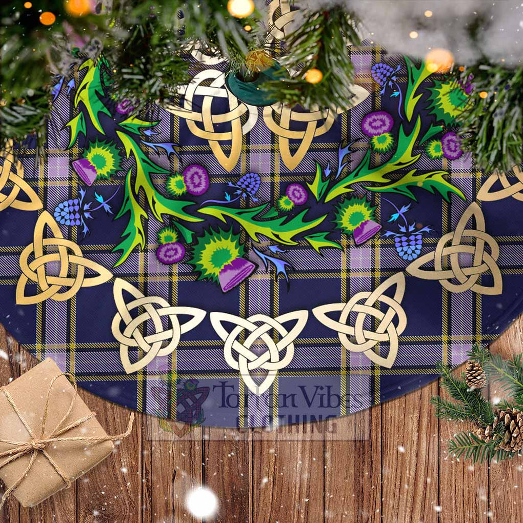 Tartan Vibes Clothing Nunavut Territory Canada Tartan Christmas Tree Skirt with Thistle Celtic Knot Style