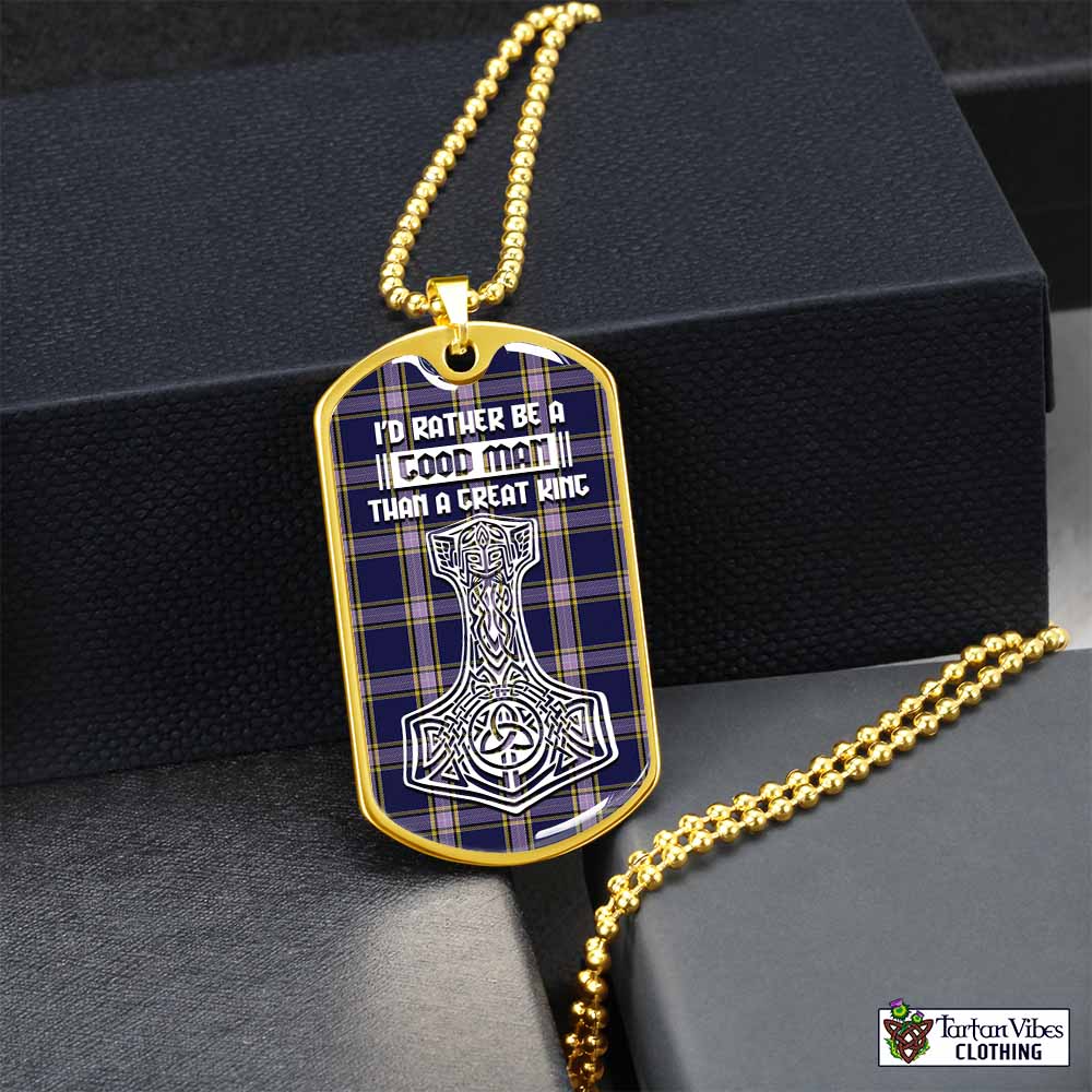 Tartan Vibes Clothing Nunavut Territory Canada Tartan Dog Tag Necklace Viking Mjolnir Style