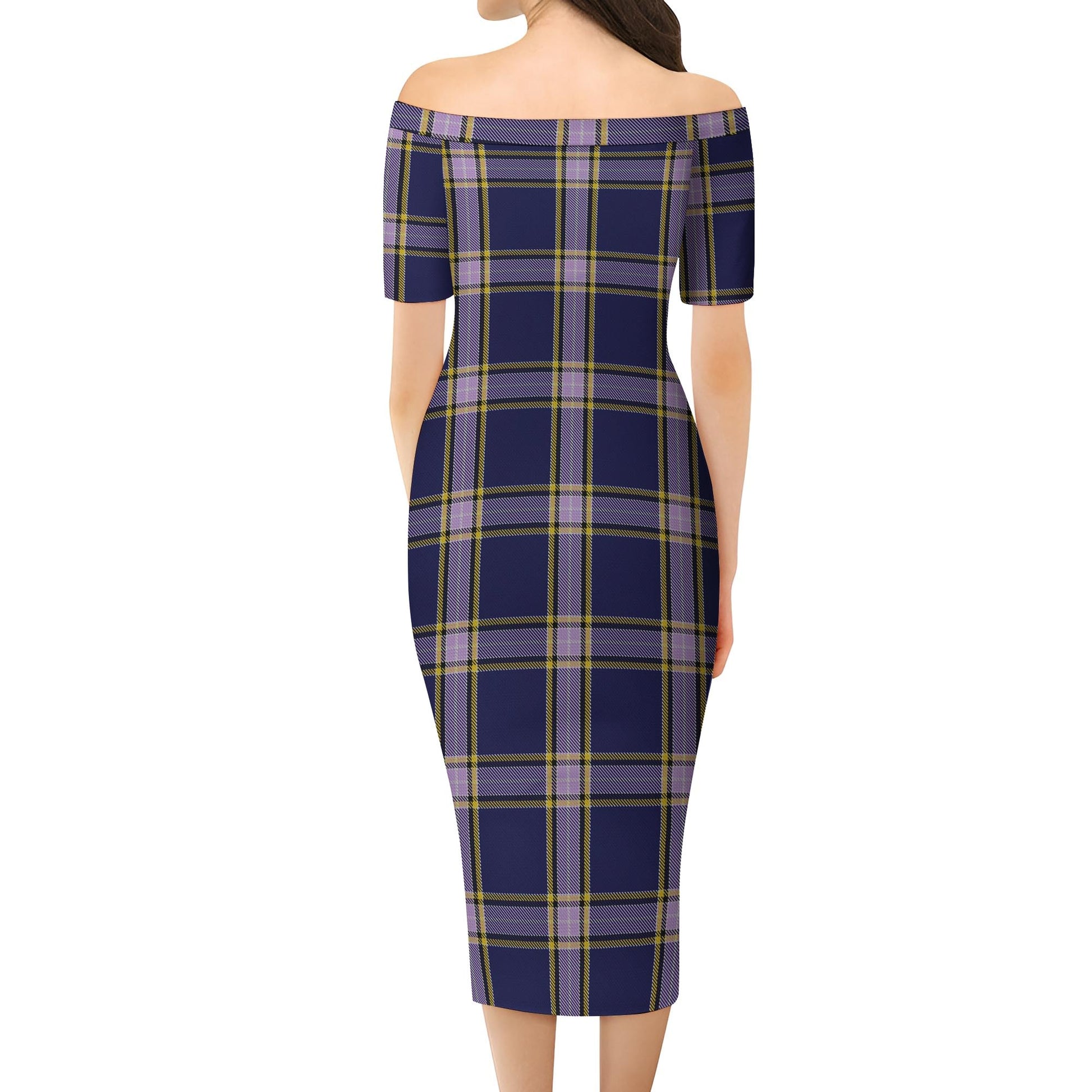 Nunavut Territory Canada Tartan Off Shoulder Lady Dress - Tartanvibesclothing