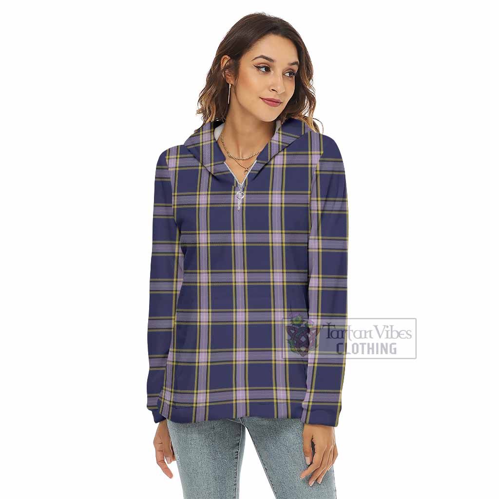 Tartan Vibes Clothing Nunavut Territory Canada Tartan Women's Borg  Half Zip Fleece Hoodie