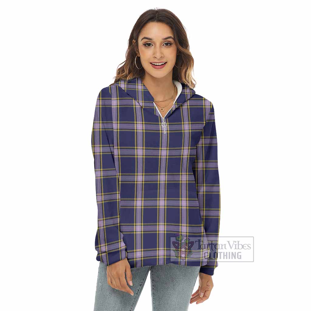 Tartan Vibes Clothing Nunavut Territory Canada Tartan Women's Borg  Half Zip Fleece Hoodie