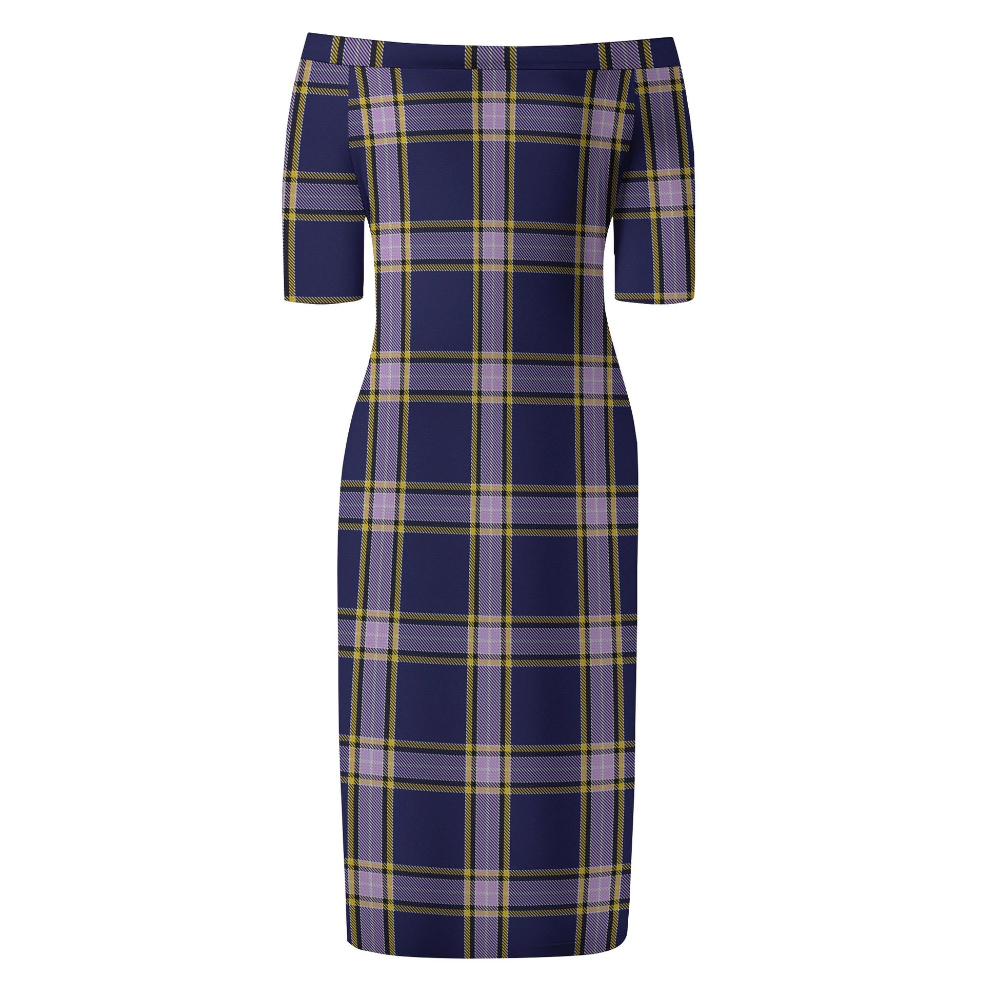 Nunavut Territory Canada Tartan Off Shoulder Lady Dress - Tartanvibesclothing