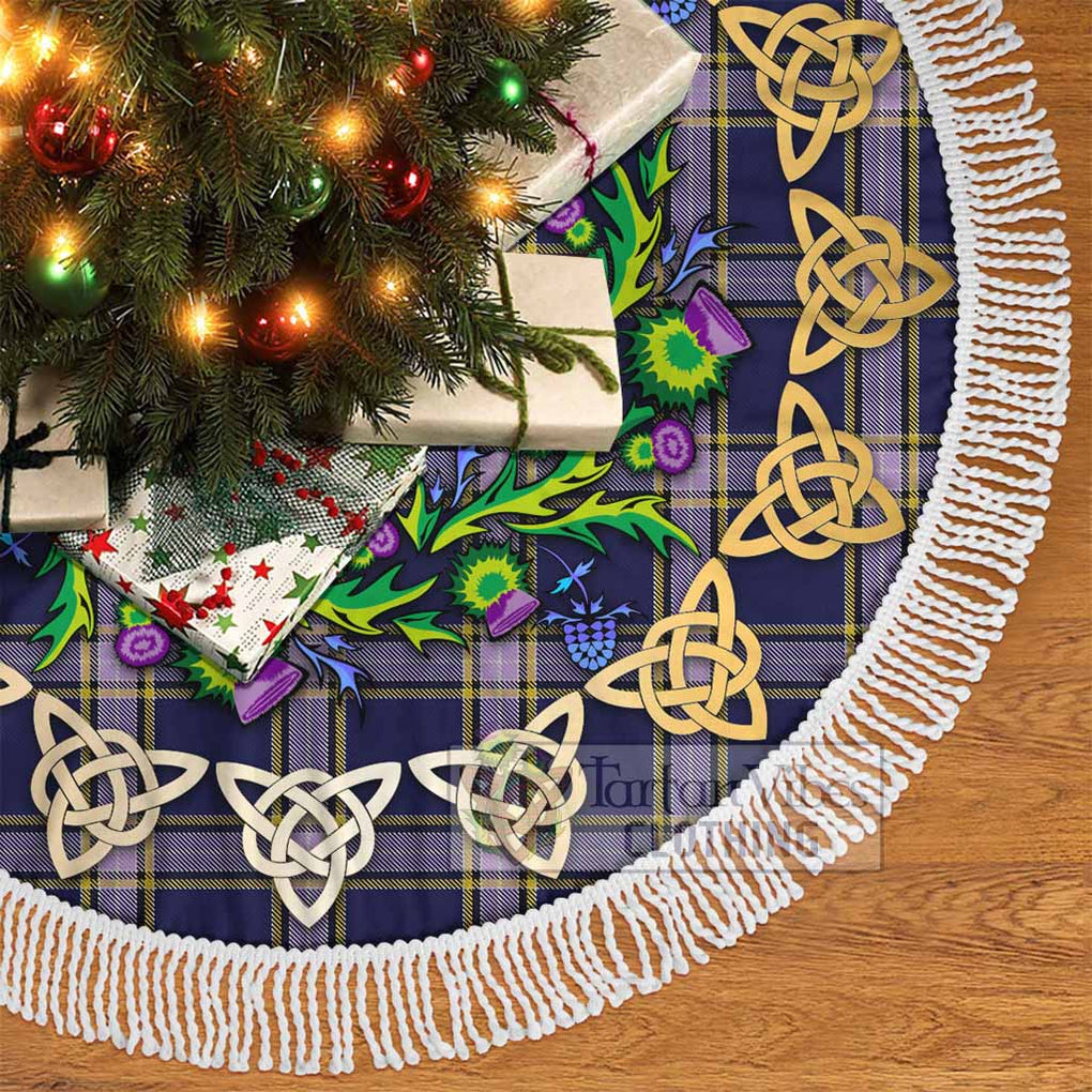 Tartan Vibes Clothing Nunavut Territory Canada Tartan Christmas Tree Skirt with Thistle Celtic Knot Style