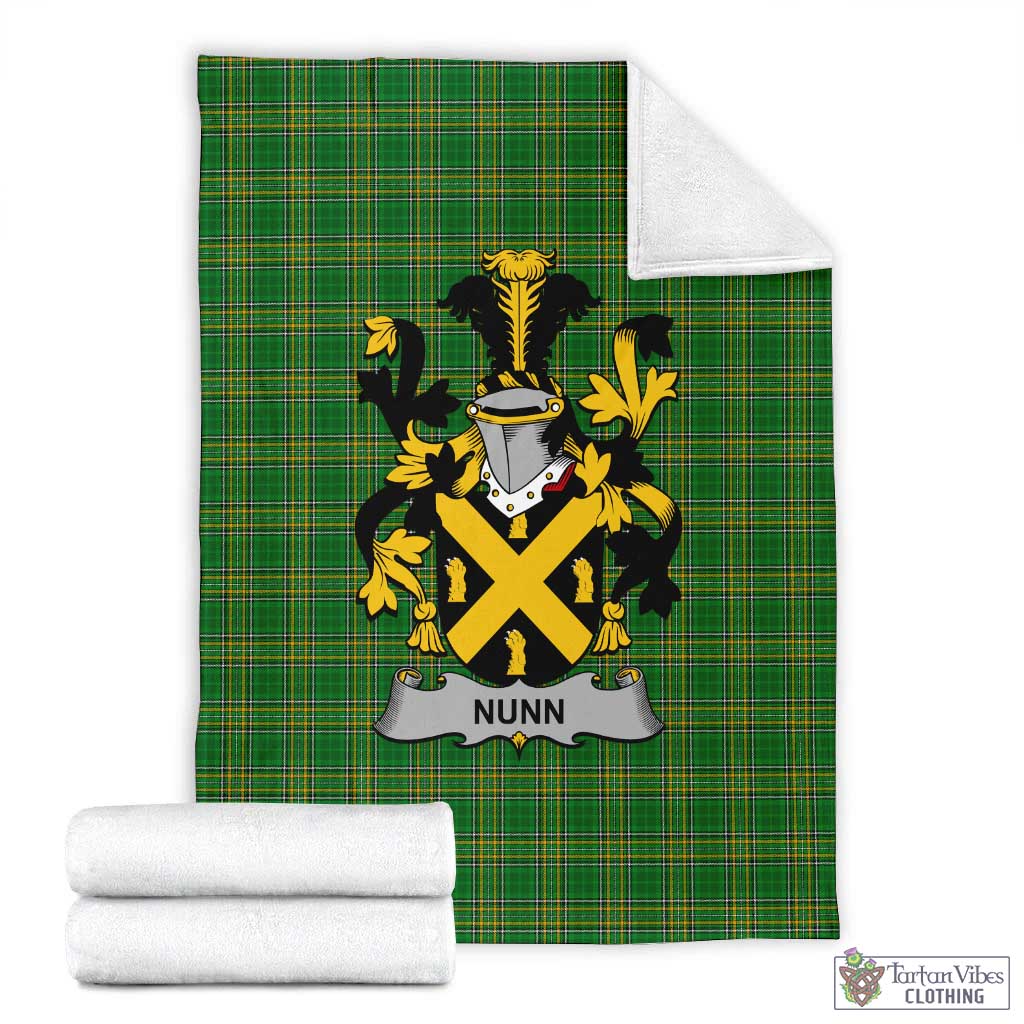 Nunn Irish Clan Tartan Blanket with Coat of Arms X-Large 59 x 79 inches 150 x 200 cm - Tartan Vibes Clothing