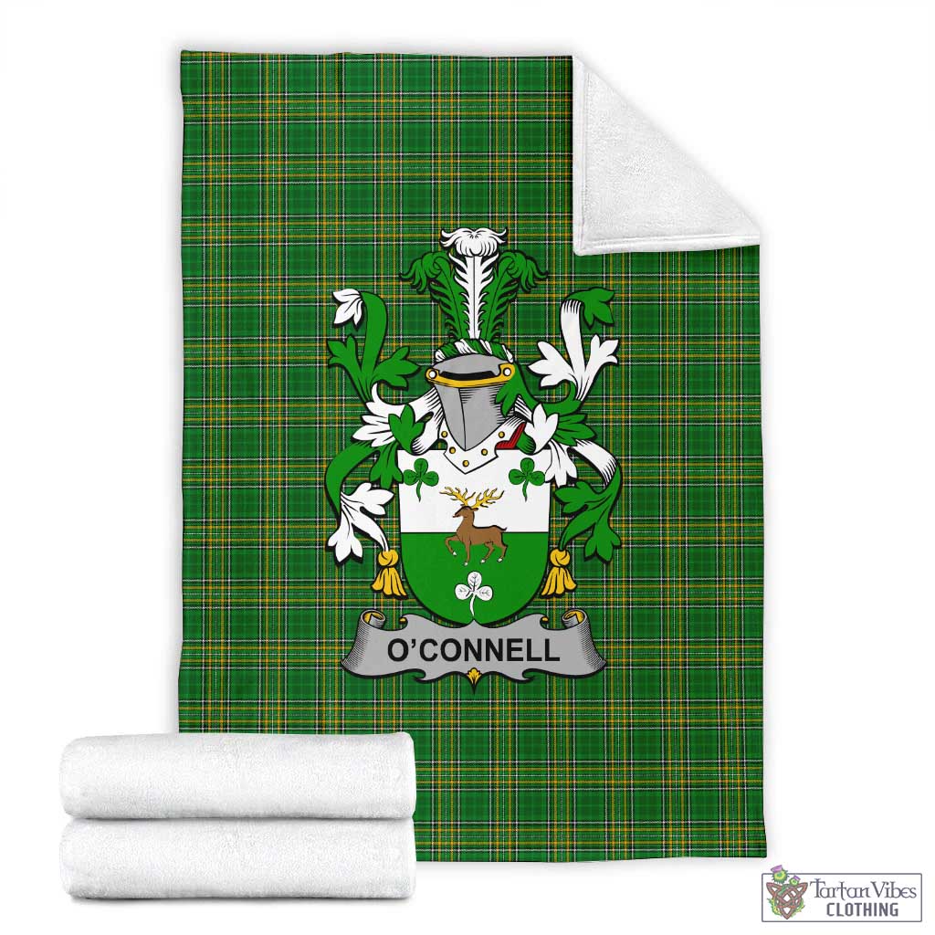 O'Connell Irish Clan Tartan Blanket with Coat of Arms X-Large 59 x 79 inches 150 x 200 cm - Tartan Vibes Clothing