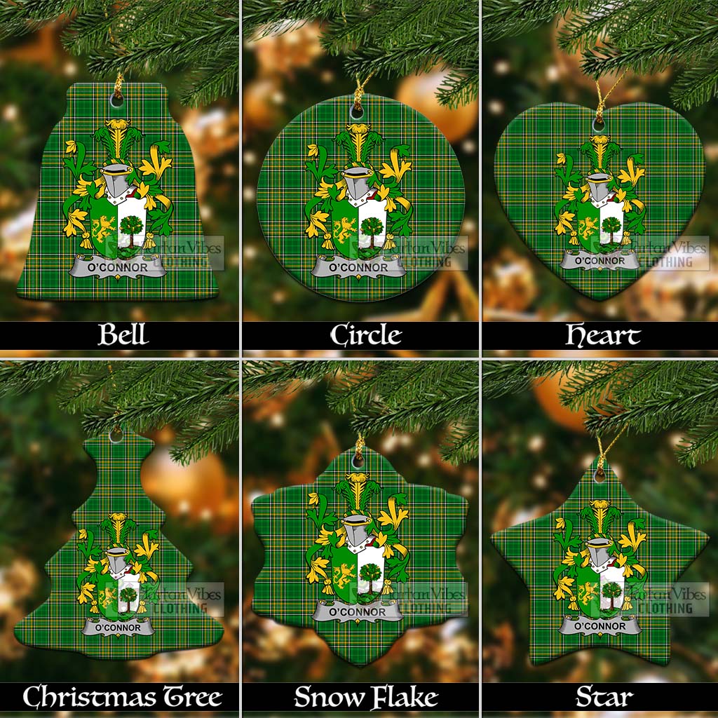 Tartan Vibes Clothing O_Connor (Sligo) Irish Clan Tartan Christmas Ceramic Ornament with Coat of Arms