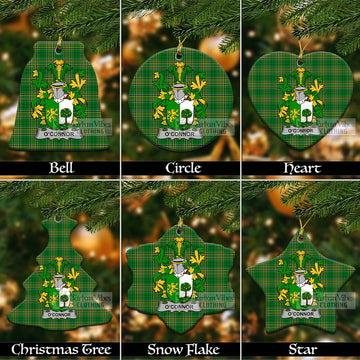 O_Connor (Sligo) Irish Clan Tartan Christmas Ceramic Ornament with Coat of Arms