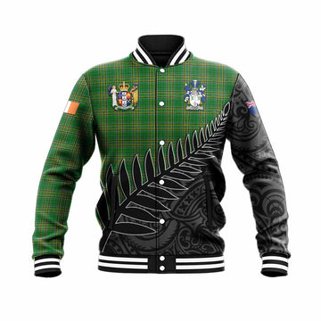 O'Dea Irish Clan Tartan Baseball Jacket with Coat of Arms New Zealand Silver Fern Half Style Unisex - Tartan Vibes Clothing