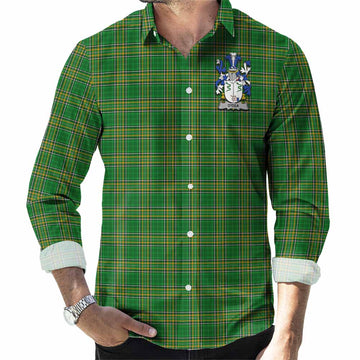 O'Dea Irish Clan Tartan Long Sleeve Button Up with Coat of Arms Men's Shirt - Tartan Vibes Clothing