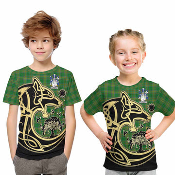O'Dea Irish Tartan Kid T-Shirt with Coat of Arms Celtic Wolf Style Youth XL Size14 - Tartan Vibes Clothing