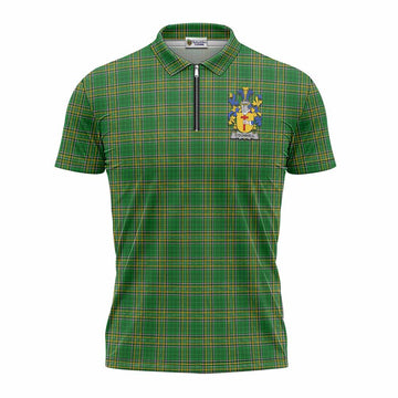 O'Donnell Irish Clan Tartan Zipper Polo Shirt with Coat of Arms Unisex - Tartan Vibes Clothing