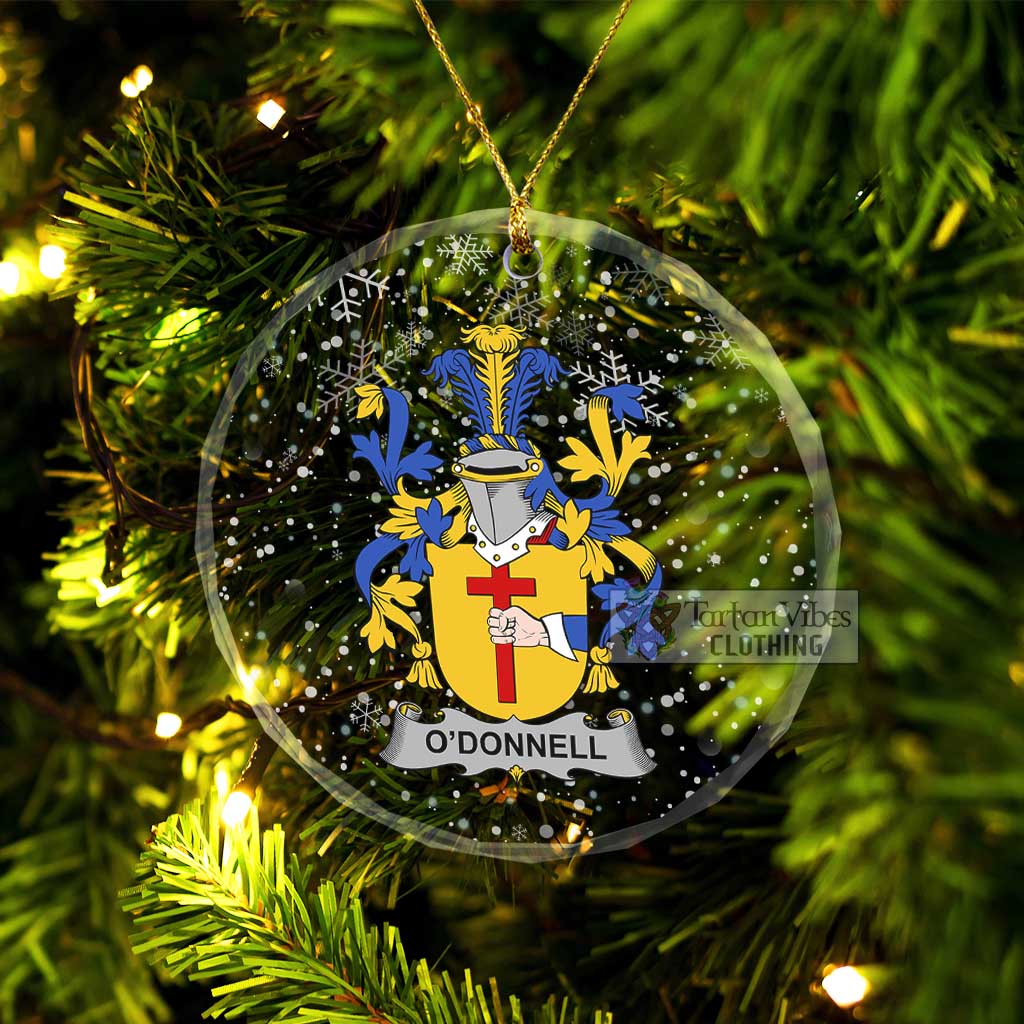 Tartan Vibes Clothing O_Donnell Irish Clan Christmas Glass Ornament with Coat of Arms