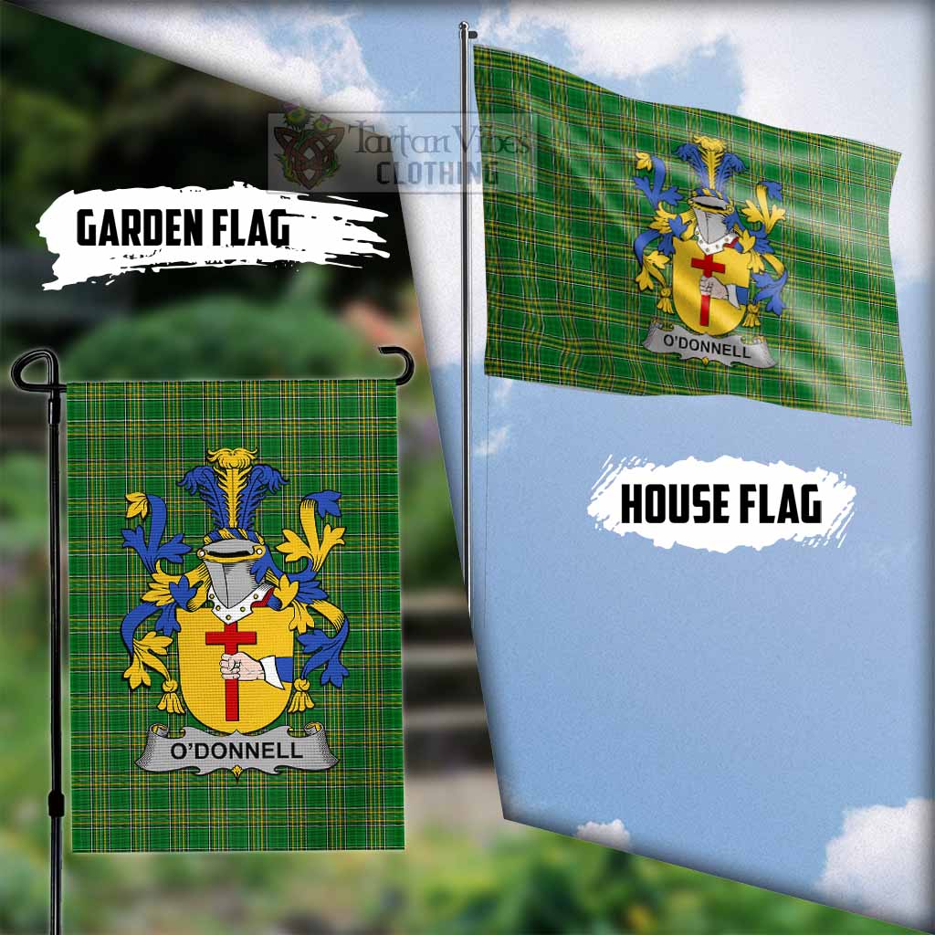 Tartan Vibes Clothing O_Donnell Irish Clan Flag with Coat of Arms