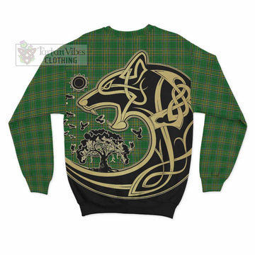 O'Donnell Irish Tartan Sweatshirt with Coat of Arms Celtic Wolf Style - Tartan Vibes Clothing