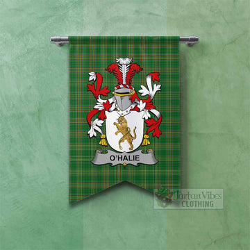O'Halie Irish Clan Tartan Gonfalon, Tartan Banner with Coat of Arms Fishtail - Tartan Vibes Clothing