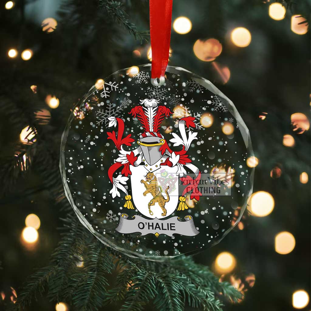 Tartan Vibes Clothing O_Halie Irish Clan Christmas Glass Ornament with Coat of Arms