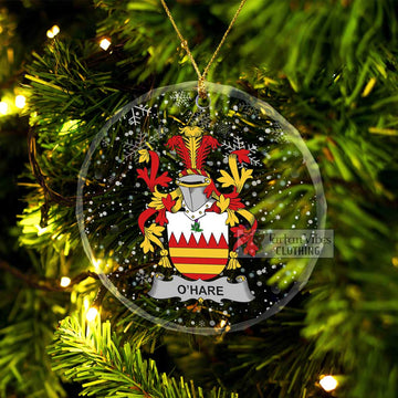 O_Hare Irish Clan Christmas Glass Ornament with Coat of Arms