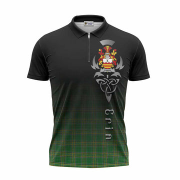 O'Hare Irish Clan Zipper Polo Shirt with Coat of Arms Erin Go Bragh Celtic Inspired Unisex - Tartan Vibes Clothing