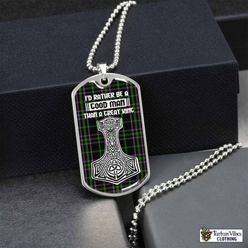 O'Boyle Tartan Dog Tag Necklace Viking Mjolnir Style Silver No - Tartan Vibes Clothing