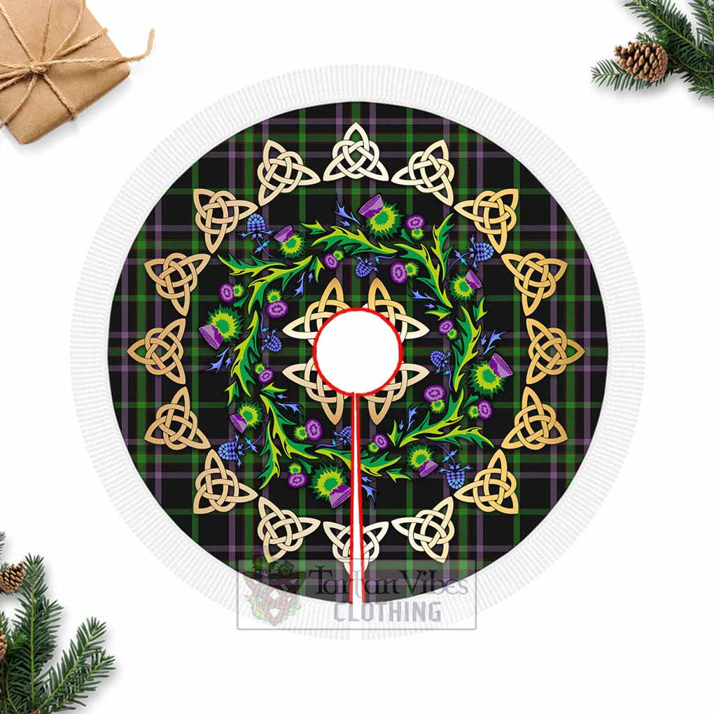 O'Boyle Tartan Christmas Tree Skirt with Thistle Celtic Knot Style Fringed Tree Skirts - Tartan Vibes Clothing