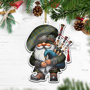 O'Brien Tartan Bagpiper Gnome Christmas Ornament