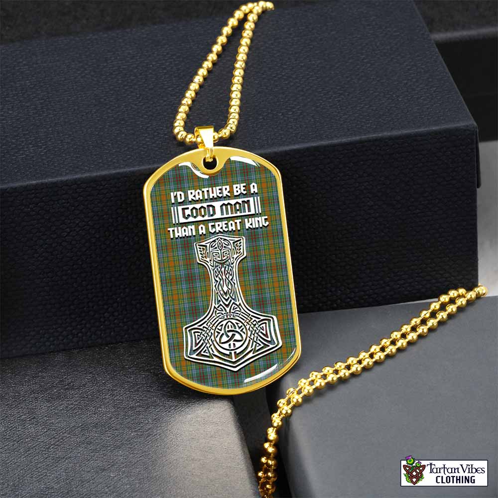 O'Brien Tartan Dog Tag Necklace Viking Mjolnir Style Gold No - Tartan Vibes Clothing